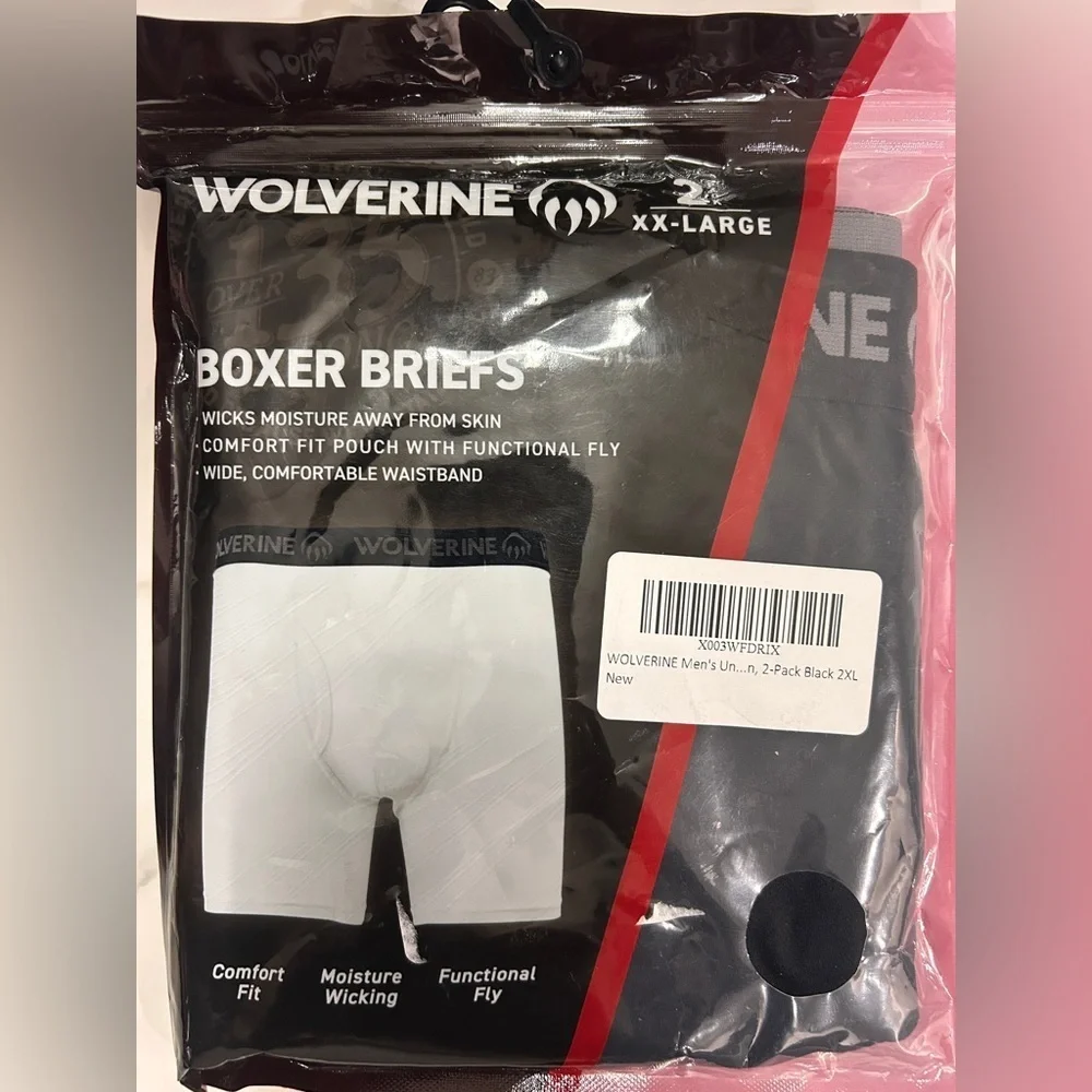 Wolverine Boxer Briefs 2 Pack , Black, XX-Large